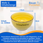 Müslischale Porridge Schale Keramik Bunt Gelb mit Wunschname