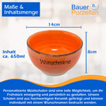 Müslischale Porridge Schale Keramik Bunt Orange mit Wunschname
