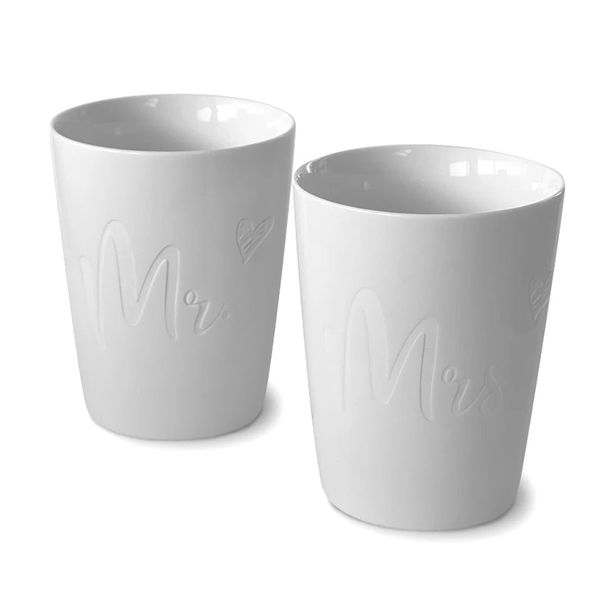 Becher handmade Mrs & Mr Gravur