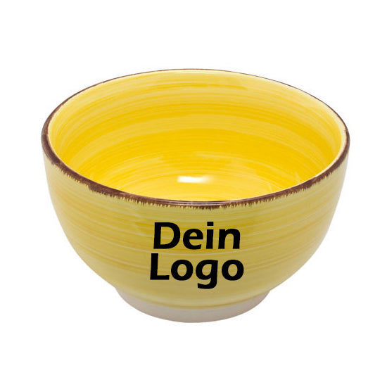 Müslischale Porridge Schale Keramik Bunt Gelb mit individuellem Logo Schwarz