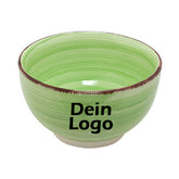 Müslischale Porridge Schale Keramik Hellgrün mit individuellem Logo Schwarz
