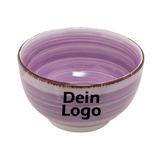 Müslischale Porridge Schale Keramik Bunt Lila mit individuellem Logo Schwarz