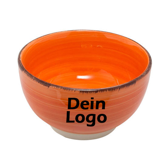 Müslischale Porridge Schale Keramik Bunt Orange mit individuellem Logo Schwarz