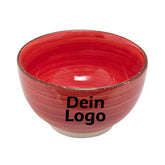 Müslischale Porridge Schale Keramik Bunt Rot mit individuellem Logo Schwarz