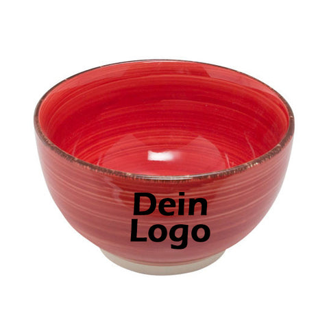 Müslischale Porridge Schale Keramik Bunt Rot mit individuellem Logo Schwarz