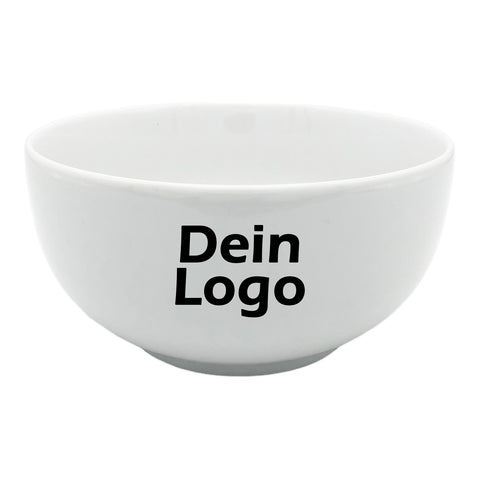 Müslischale Porridge Schale Porzellan weiß mit individuellem Logo Schwarz