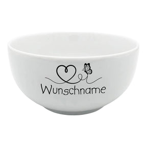 Frühstücksservice 3-tlg. Schmetterling & Herz mit Wunschname