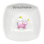 Frühstücksservice 3-tlg. eckig Schwein mit Wunschname