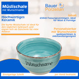 Frühstücksservice 3-tlg. Mintblau mit Wunschname