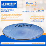 Speiseteller Teller flach 27cm Bunt Dunkelblau mit Wunschname