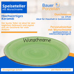 Speiseteller Teller flach 27cm Bunt Hellgrün mit Wunschname