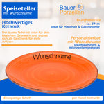 Speiseteller Teller flach 27cm Bunt Orange mit Wunschname