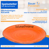 Speiseteller Teller flach 27cm Bunt Orange mit Wunschname