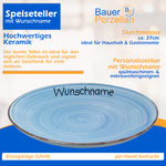 Speiseteller Teller flach 27cm Bunt Pastellblau mit Wunschname