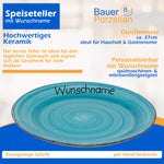 Speiseteller Teller flach 27cm Bunt Türkis mit Wunschname