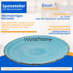 Speiseteller Teller flach 27cm Bunt Türkisblau mit Wunschname