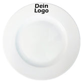 Speiseteller 27cm Weiß mit Logo Schwarz