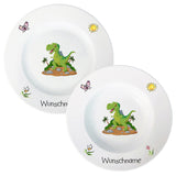 Speiseservice 2-tlg. Dinosaurier mit Wunschname