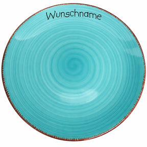 Speiseteller Teller flach 27cm Bunt Türkis mit Wunschname