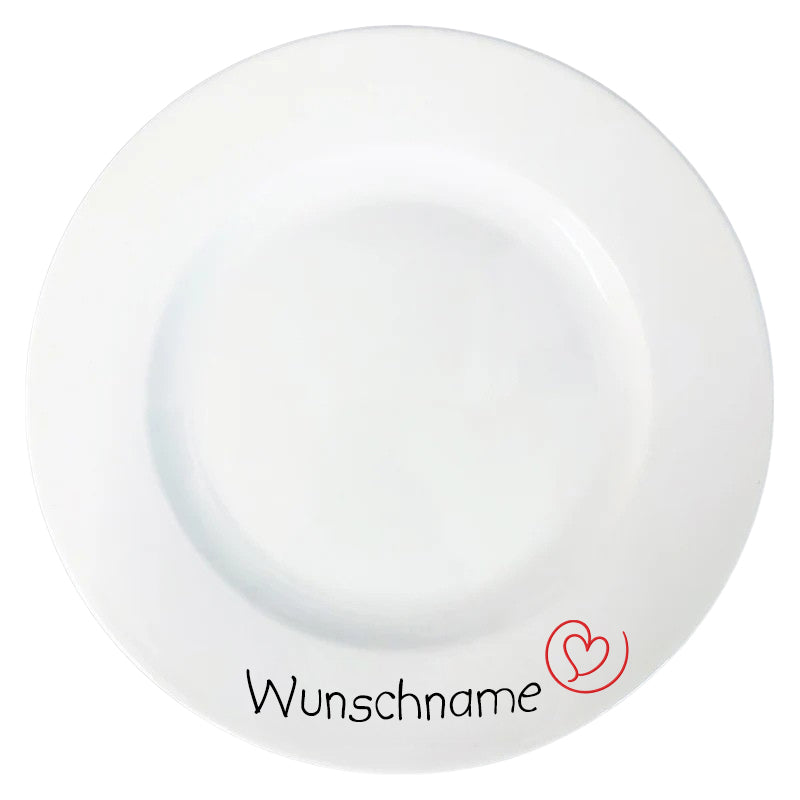 Speiseteller Teller flach 27cm Herz mit Wunschname