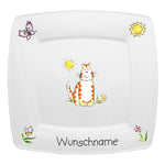 Speiseservice eckig 2-tlg. Katze mit Wunschname