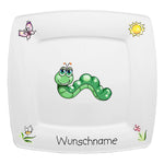 Speiseservice eckig 2-tlg. Wurm mit Wunschname