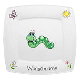 Speiseservice eckig 2-tlg. Wurm mit Wunschname