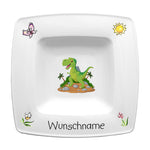 Speiseservice eckig 2-tlg. Dinosaurier mit Wunschname