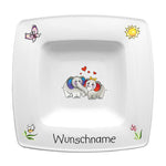Speiseservice eckig 2-tlg. Elefant 2 mit Wunschname