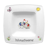 Speiseservice eckig 2-tlg. Elefant 2 mit Wunschname