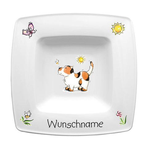 Suppenteller eckig Hund mit Wunschname