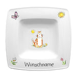 Speiseservice eckig 2-tlg. Katze mit Wunschname