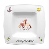 Speiseservice eckig 2-tlg. Pferde 2 mit Wunschname