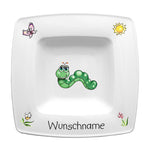 Speiseservice eckig 2-tlg. Wurm mit Wunschname