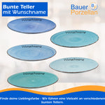 Frühstücksteller Teller flach 19cm Mintblau mit Wunschname
