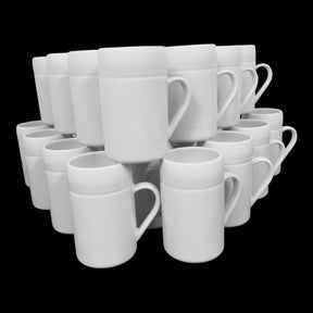 24 Stück Kaffeebecher Glühweinbecher 330ml Weiß Porzellan Glühwein Kaffee Tasse