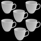 6er Set Große Kaffeebecher XL 650ml Weiß – Porzellan Tassen für Kaffee & Tee