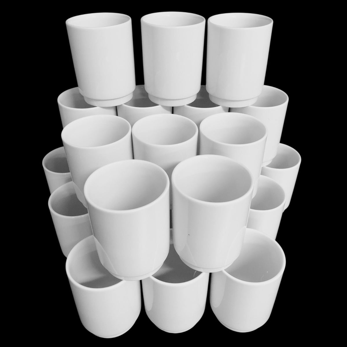 24 Stück Kaffeebecher ohne Henkel Porzellan Trinkbecher stapelbar Weiß B-Ware