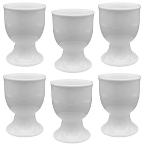 24x Eierbecher Porzellan Weiß 6cm mit Fuß Eierhalter Ei Becher Set Frühstück