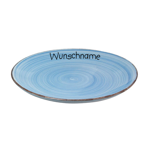 Frühstücksteller Teller flach 19cm Pastellblau mit Wunschname
