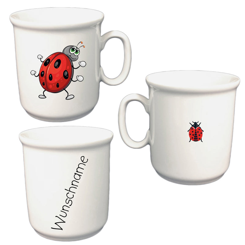 Shirtinstyle Kaffeetasse Mit Marienkäfer & Wunschnamen – Personalisierbar, Gelb, 330 Ml