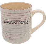 Kaffeebecher Tasse Keramik Gestreift Grau mit Wunschname