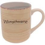 Kaffeebecher Tasse Keramik Gestreift Sand mit Wunschname