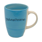 Kaffeebecher Tasse 250ml Keramik Bunt Blau mit Wunschname