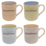 Kaffeebecher Tasse Keramik Gestreift Sand mit Wunschname