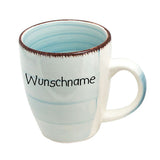Kaffeebecher Tasse Keramik Hellblau mit Wunschname