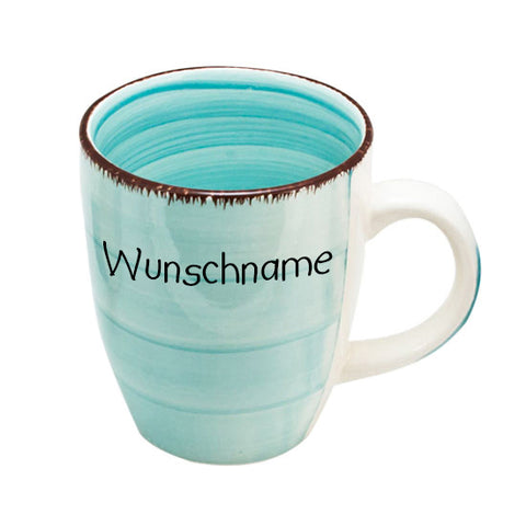 Kaffeebecher Tasse Keramik Mintblau mit Wunschname