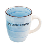 Kaffeebecher Tasse Keramik Pastellblau mit Wunschname