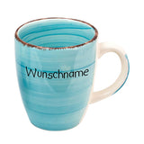 Kaffeebecher Tasse Keramik Türkisblau mit Wunschname