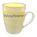 Kaffeebecher Tasse 350ml Keramik Bunt Gelb mit Wunschname